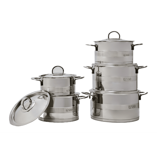 lusso stainless set of 5 pots 16.18.20.24.28